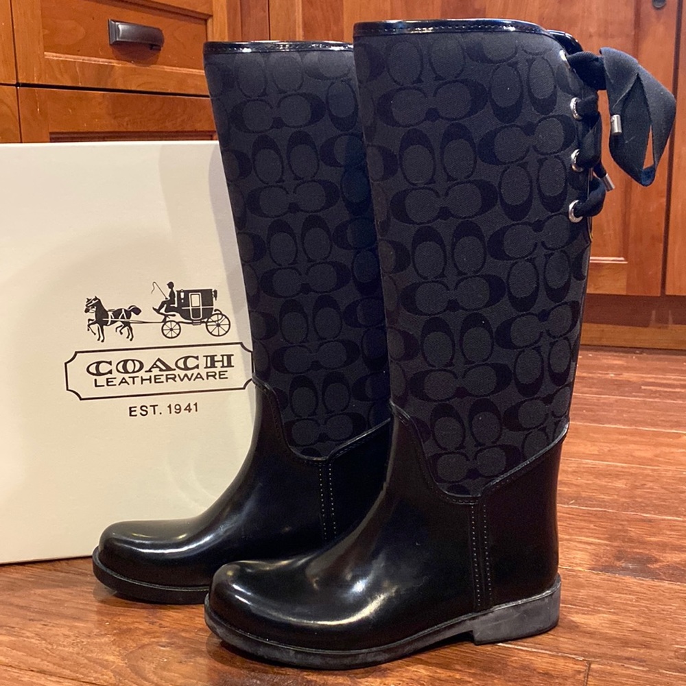 Coach Tristee Black Rain Boots Size 7M